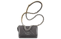 CHANEL 19BagWOC Lambskin Wealth Bag Mouth Cover Bag Handbag Shoulder Bag Crossbody Bag Women's Dark Gray