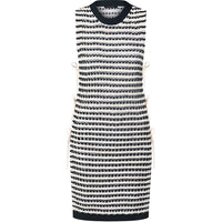 LOUIS VUITTON Striped Lace Knit Open Dress