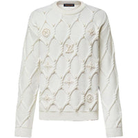 LOUIS VUITTON Embellished Cable Knit Wool Blend Pullover