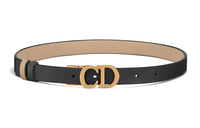 DIOR Letter Emblem Smooth Buckle Leather Belts Women's Black Width: 2cm