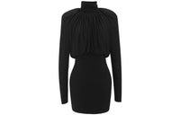 SAINT LAURENT SS23 Long Sleeved Dresses Regular Fit Women's Black