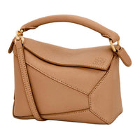 LOEWE Puzzle Soft Grained Calfskin Puzzle Bag Shoulder Bag Crossbody Bag Handbag Mini Women's Toffee Color