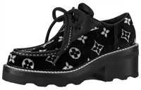 LOUIS VUITTON Beau Bourg Platform Shoes 'Black With White Monogram' Women's
