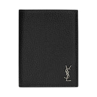 SAINT LAURENT CASSANDRE Cow Leather Passport Holder Women's Black