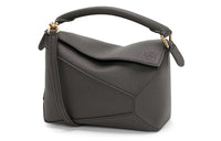 LOEWE Puzzle Soft Grain Cow Leather Puzzle Bag, Shoulder Bag, Crossbody Bag, Handbag Mini Women's Dark Gray