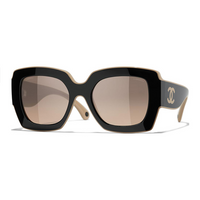 CHANEL Acetate Square Sunglasses Women's Black