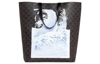 CELINE CELINE X DAVID WEISS Co-branded Series Canvas-paneled Calfskin Trim Tote Bag Shopping Bag Handbag Men's Black