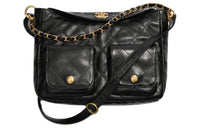 CHANEL Smooth Cow Leather Handbag, Shoulder Bag, Crossbody Bag Large Size Women's Black