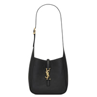 SAINT LAURENT LE5À7 Logo Grained Leather Handbag Shoulder Bag Women's Black