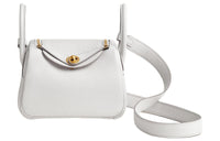 HERMES Lindy Clemence Bullock Leather Handbag Shoulder Bag Crossbody Bag Mini Women's White