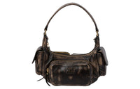 MIU MIU Soft Sheep Leather Hobo Shoulder Bag Handbag Unisex Sand & Coffee