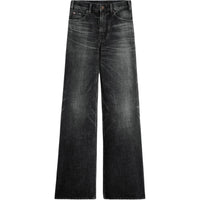 CELINE Flared Surf Jeans In Black Ice Rinse Denim