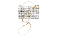 CHANEL Twill Soft Velvet Lambskin Mouth Cover Bag Shoulder Bag Crossbody Bag Handbag Mini Women's White/Black