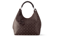 LOUIS VUITTON Mahina Perforated Calfskin Handbag, Shoulder Bag Women's Dark Brown