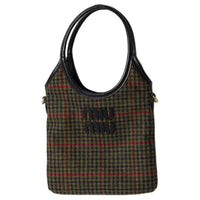 MIU MIU Ivy Fabric Shoulder Bag, Crossbody Bag, Handbag Women's Dark Green & Black