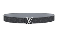 LOUIS VUITTON Cow Leather Leather Belts Men's Black/Gray Width: 4cm