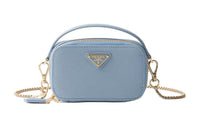 PRADA Leather Crossbody Bag, Shoulder Bag Mini Women's Light Blue