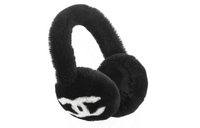 CHANEL Wool Earmuffs Women's Black