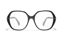 CHANEL Acetate Irregular Shape Eyeglass Frames Unisex Black