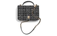 CHANEL Twill Soft Velvet And Lambskin Mouth Cover Bag Shoulder Bag Crossbody Bag Handbag Small Size Women's Black/White