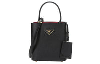 PRADA Saffiano Leather Material Handbag Crossbody Bag Regular Women's Black