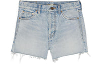 SAINT LAURENT High Waist Raw Edge Denim Shorts