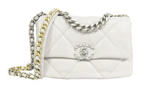 CHANEL 19Bag Lambskin Shoulder Bag Crossbody Bag Medium Size Women's White