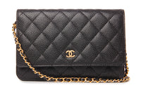 CHANEL WOC Litchi Grain Cow Leather Crossbody Bag Shoulder Bag Women's Black