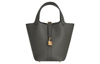 HERMES Picotin Lock Clemence Bullock Leather Basket Bag Handbag Bucket Bag 18 Women's 0L Grismeyer Cumulonimbus Gray