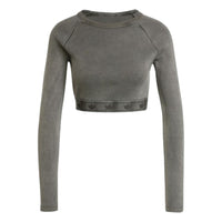 (WMNS) adidas Ribbed Long Sleeve Crop Top 'Black' JD0014