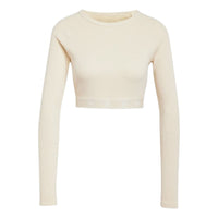 (WMNS) adidas Ribbed Long Sleeve Crop Top 'White' JD0013