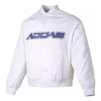 adidas Solid Letter Shoulder Insert Casual Cotton Jacket 'White Blue' IK2411