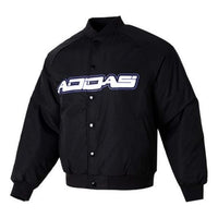adidas Solid Letter Shoulder Insert Casual Cotton Jacket 'Black White' IK2412