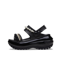 (WMNS) Crocs Mega Crush Pearl Ruffle Sandal 'Black' 210179
