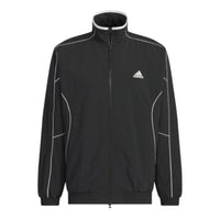adidas Word Loose Fit Crinkled Nylon Woven Brushed Tricot Lined Jacket 'Black White' JH1023