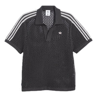 adidas x CLOT FW24 Crochet Polo Shirt Asia Sizing 'Carbon' JE9593