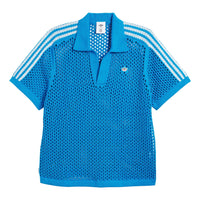 adidas x CLOT FW24 Crochet Polo Shirt Asia Sizing 'Bright Blue' JE9592