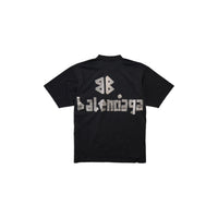 (WMNS) Balenciaga New Tape Type T-shirt Medium Fit 'Black' 739784TQVQ81073