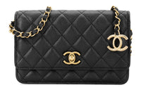 CHANEL WOC Calfskin Shoulder Bag Crossbody Bag Women's Black