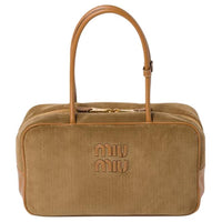 MIU MIU Fabric Handbag Women's Cinnamon