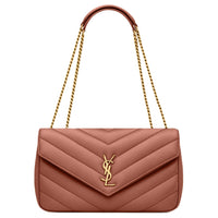 SAINT LAURENT LOULOU Lambskin Shoulder Bag Medium Size Women's Red