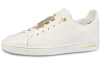 LOUIS VUITTON Frontrow Cowhide Cat Illustration Sneakers White Women's