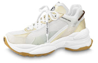 LOUIS VUITTON Run 55 Anti Slip Wear Resistant Low Top Casual Shoes Women's White Gold