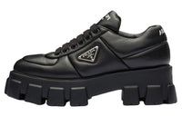 PRADA Monolith Brushed Leather Lace up Shoes 'Black' Women's
