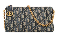 DIOR 30 Montaigne Oblique Printed Fabric Portable Crossbody Bag, Shoulder Bag Women's Blue