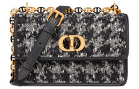 DIOR Caro Flannel Embroidery Crossbody Bag, Shoulder Bag Women's Black