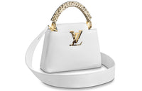 LOUIS VUITTON Capucines Python Skin Trim Kapustin Handbag Shoulder Bag Crossbody Bag Mini Women's Candy Color/White