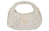 MIU MIU Wander Matelasse Nappa Leather Hobo Mini Bag White