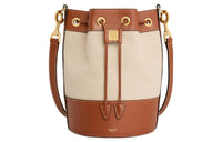 CELINE Cabas Fabric With Cow Leather Bucket Bag, Shoulder Bag, Crossbody Bag Trumpets Women's Natural Color/Tan