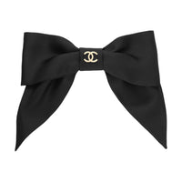 CHANEL Twill Hair Clips Women's Black